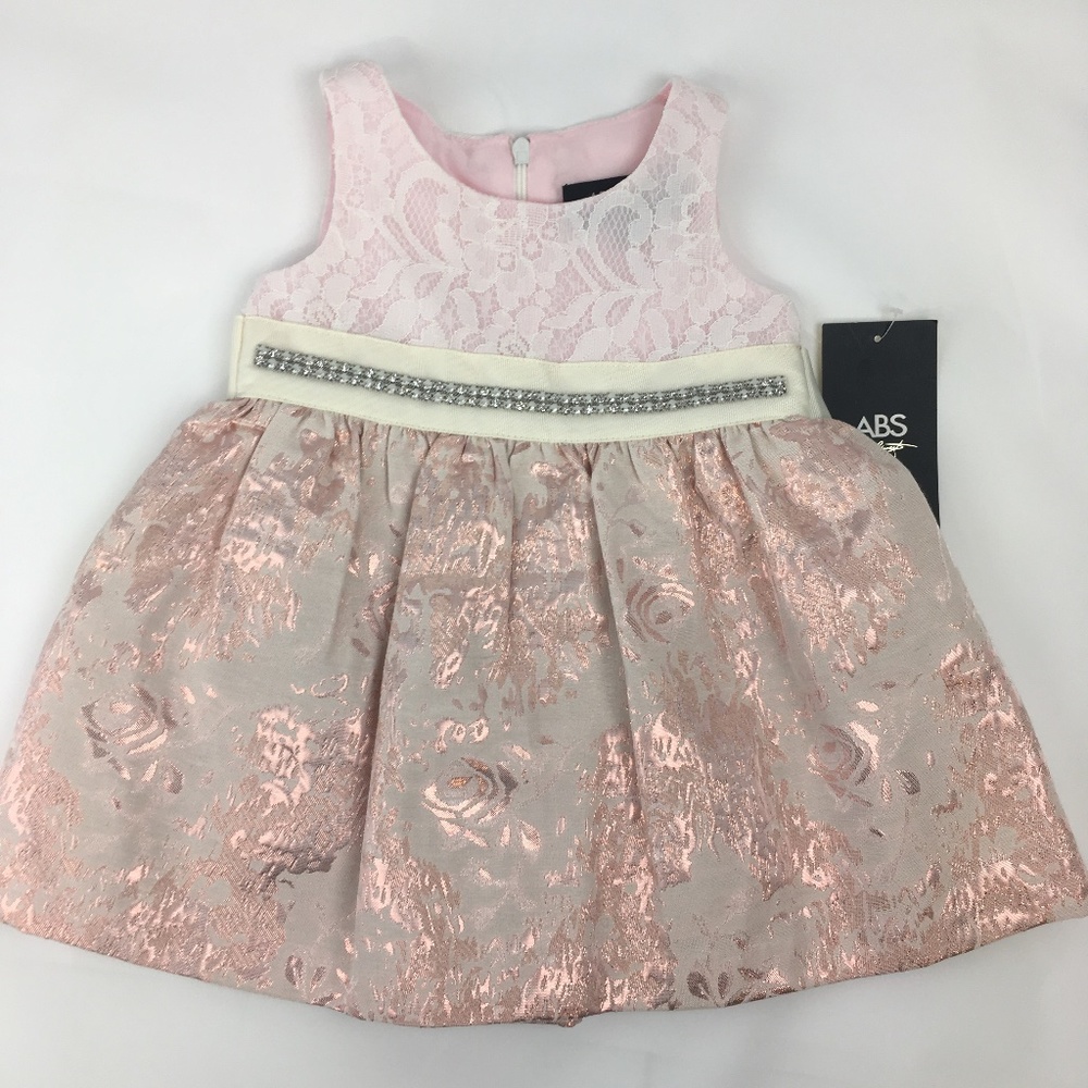 NWT ABS Kids Dress Fancy 12 Month Pink and Gold